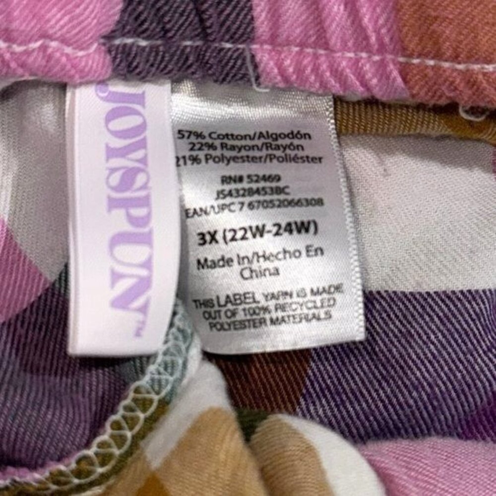 Joyspun Womens Pajama Pants 3X Plaid Multicolor Cotton Blend Lounge Sleepwear - Picture 2 of 8
